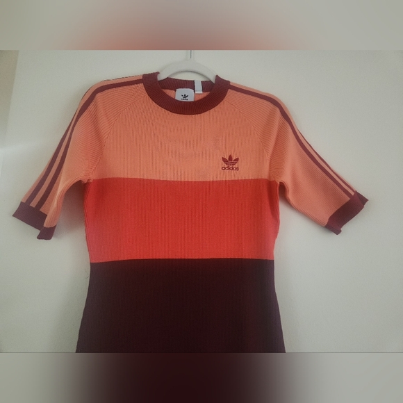 Adidas X KSENIASCHNAIDER Tricolor Knit Dress Coral Fusion/Bright Red/Shadow NWT - Picture 5 of 16